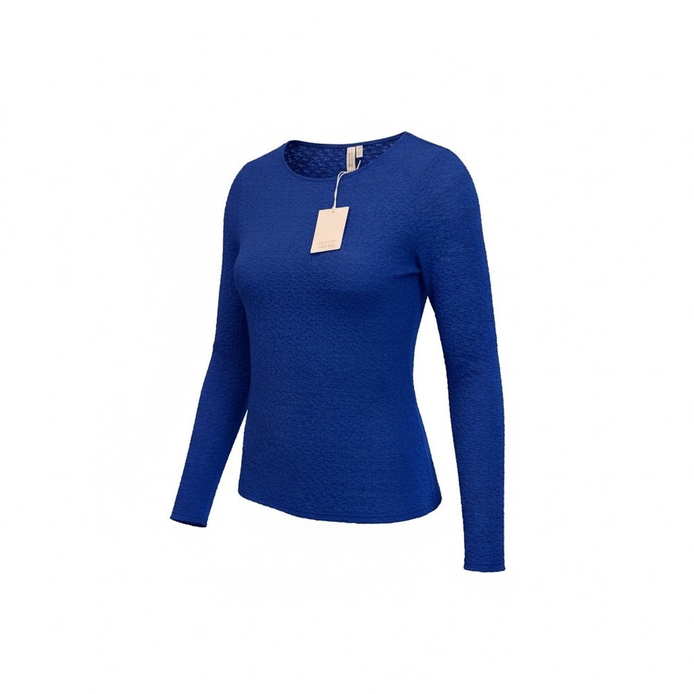 & Other Stories Stockholm Atelier Royal Blue Textured Long Sleeve Top Size M NWT